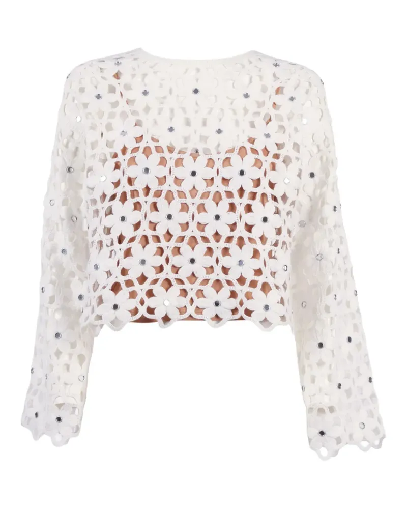 Michael Kors Gehäkelte Bluse mit Spiegelapplikation - Weiß Weiß