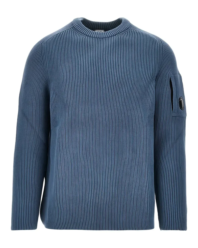 C.P. Company Gerippter Lens Pullover mit rundem Ausschnitt - Blau Blau