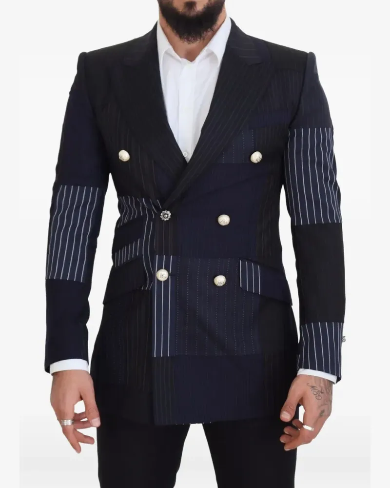 Dolce & Gabbana Doppelreihiges Sakko im Patchwork-Look - Blau Blau