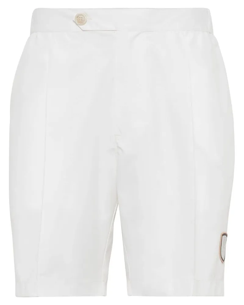 Brunello Cucinelli Bermudas mit Logo-Patch - Weiß Weiß