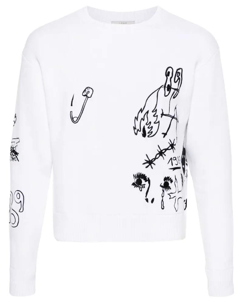 1989 STUDIO Bestickter Pullover - Weiß Weiß
