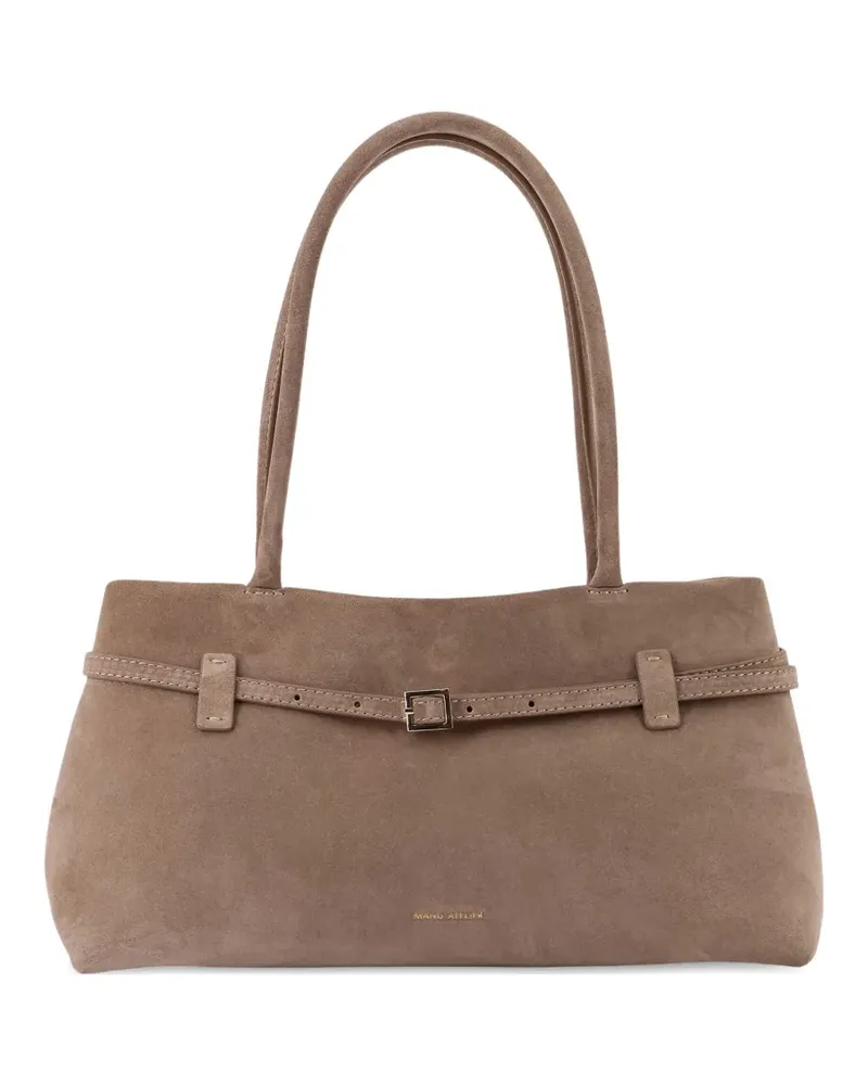 Manu Atelier Le Cambon East West Wildleder-Schultertasche mit Schnallenverschluss - Braun Braun