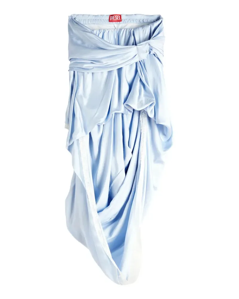 Diesel Drapierter Midirock aus Satin mit Spitzenbesatz - Blau Blau