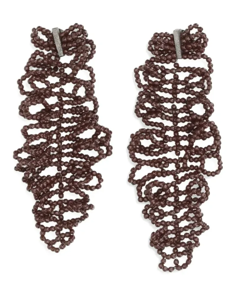 Brunello Cucinelli beaded leaf earrings - Rot Rot