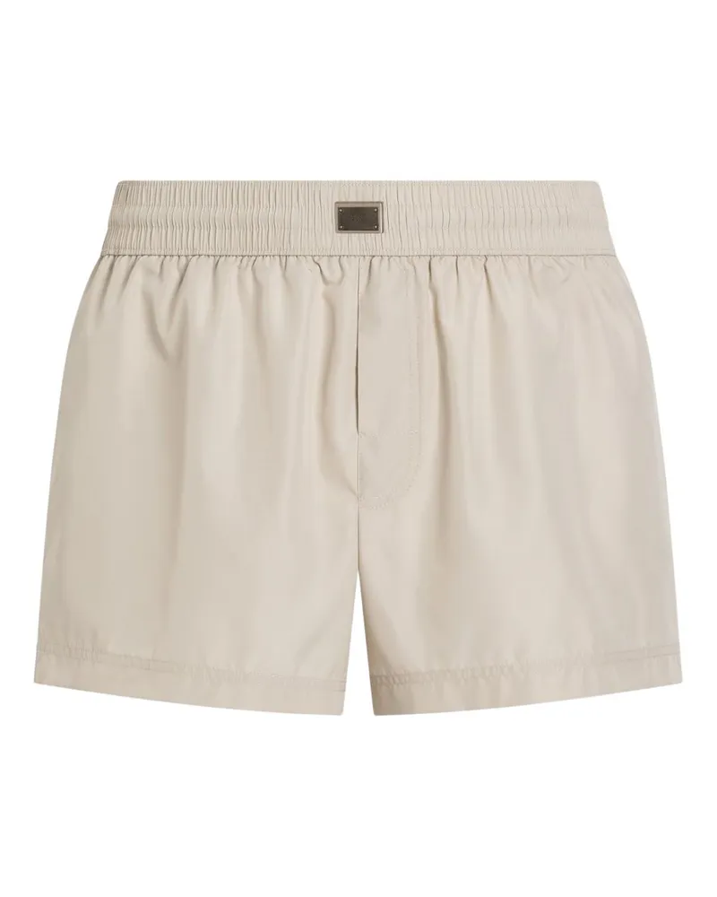 Dolce & Gabbana Badeshorts mit Logo-Schild - Nude Nude
