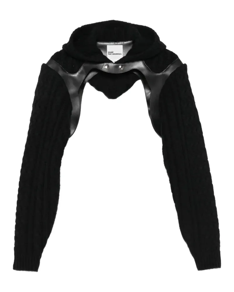 Noir Kei Ninomiya x Comme des Garçons Kapuzencardigan mit Zopfmuster - Schwarz Schwarz