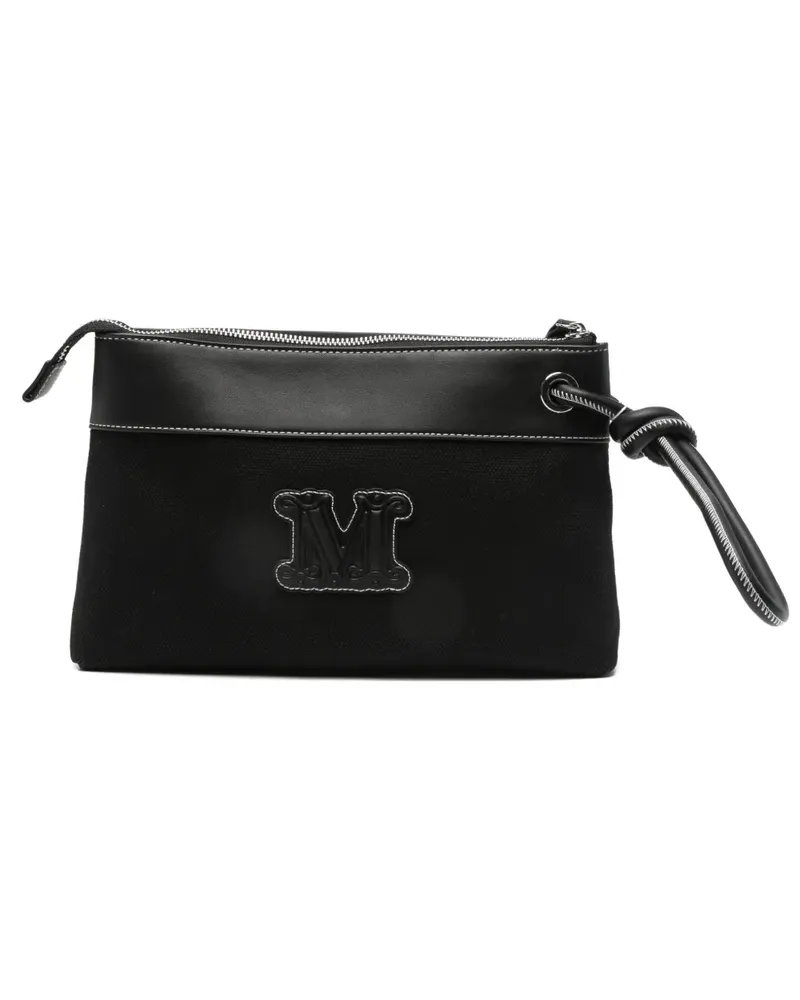 Max Mara logo-patch clutch bag - Schwarz Schwarz