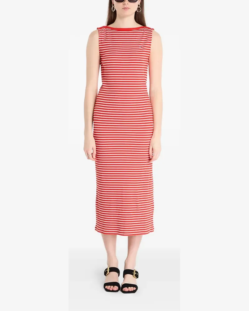 Tommy Hilfiger Gestreiftes Midikleid - Rot Rot