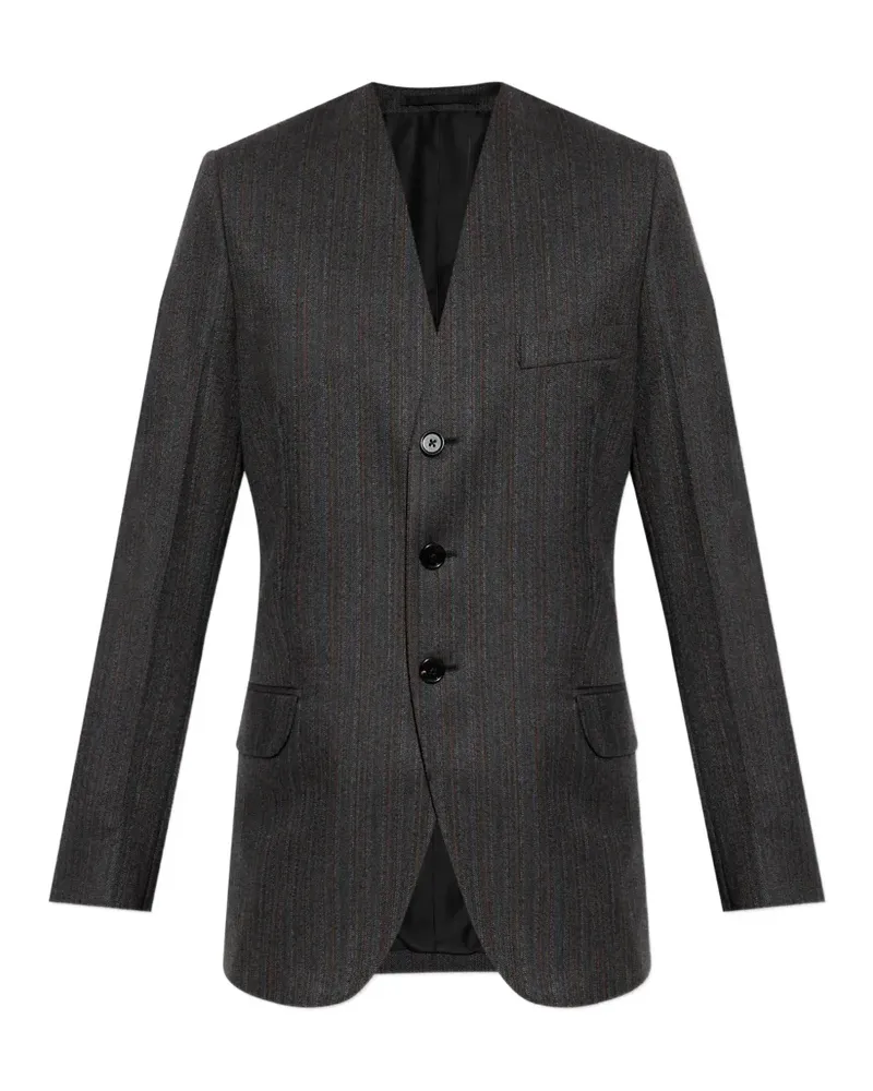 Jil Sander pinstriped collarless fitted blazer - Grau Grau