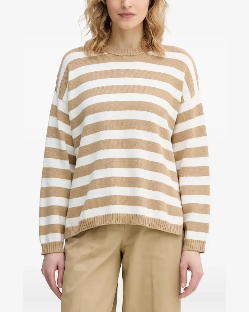 Benetton Gestreifter Pullover mit Seitenschlitz - Nude Nude