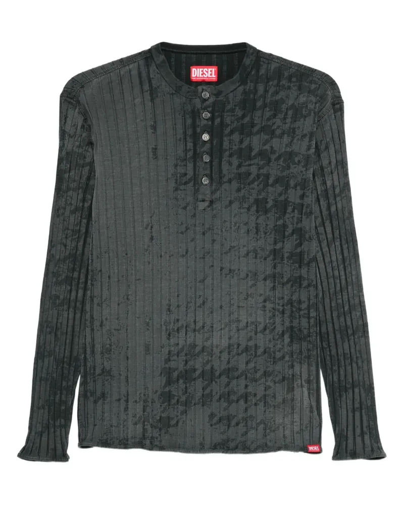 Diesel Geripptes T-Shirt mit Knöpfen - Grau Grau