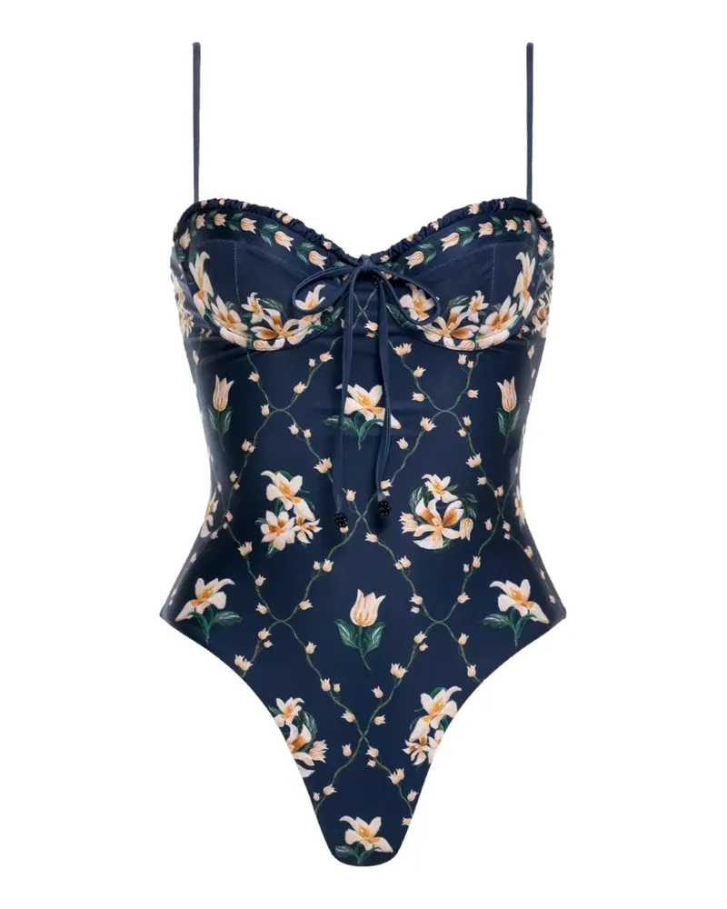 AGUA BENDITA MARIA Ebano Promesa Badeanzug mit Blumenprint - Blau Blau
