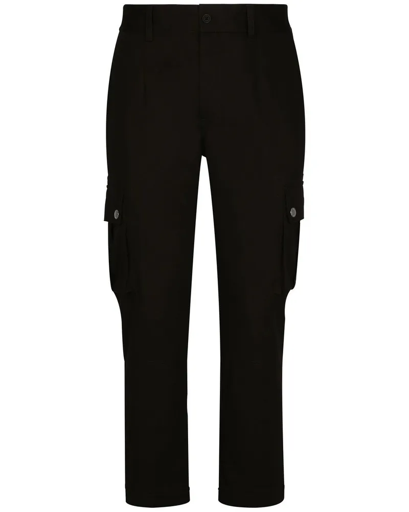 Dolce & Gabbana Cargohose mit Logo-Schild - Schwarz Schwarz