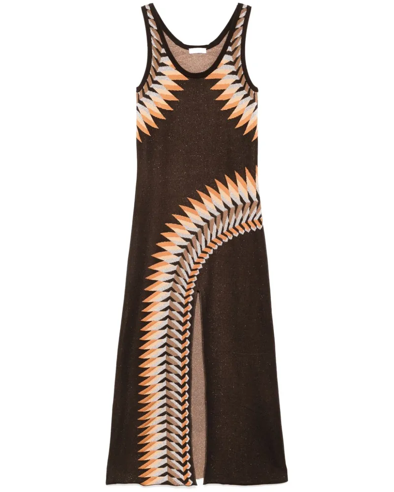 Paco Rabanne Maxikleid mit grafischem Print - Braun Braun