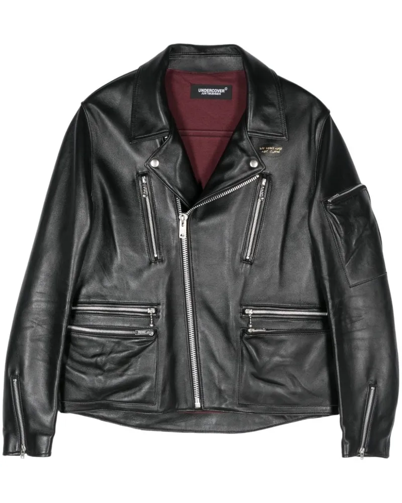 Undercover Bikerjacke aus Leder - Schwarz Schwarz