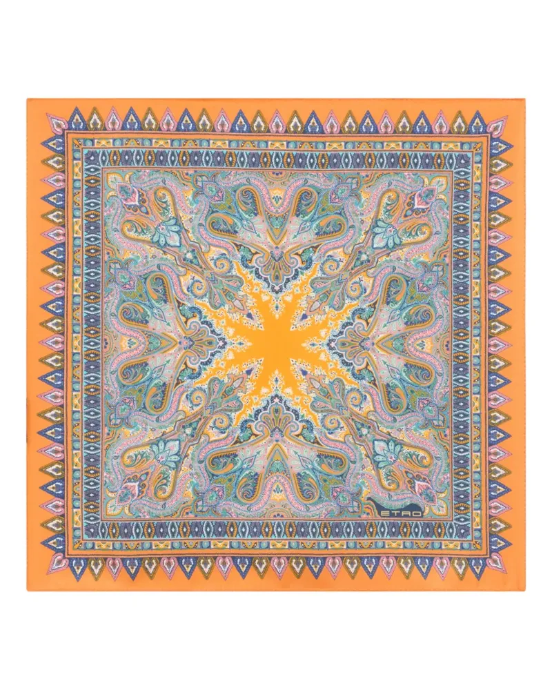 Etro Einstecktuch aus Seide mit Paisleymuster - Orange Orange