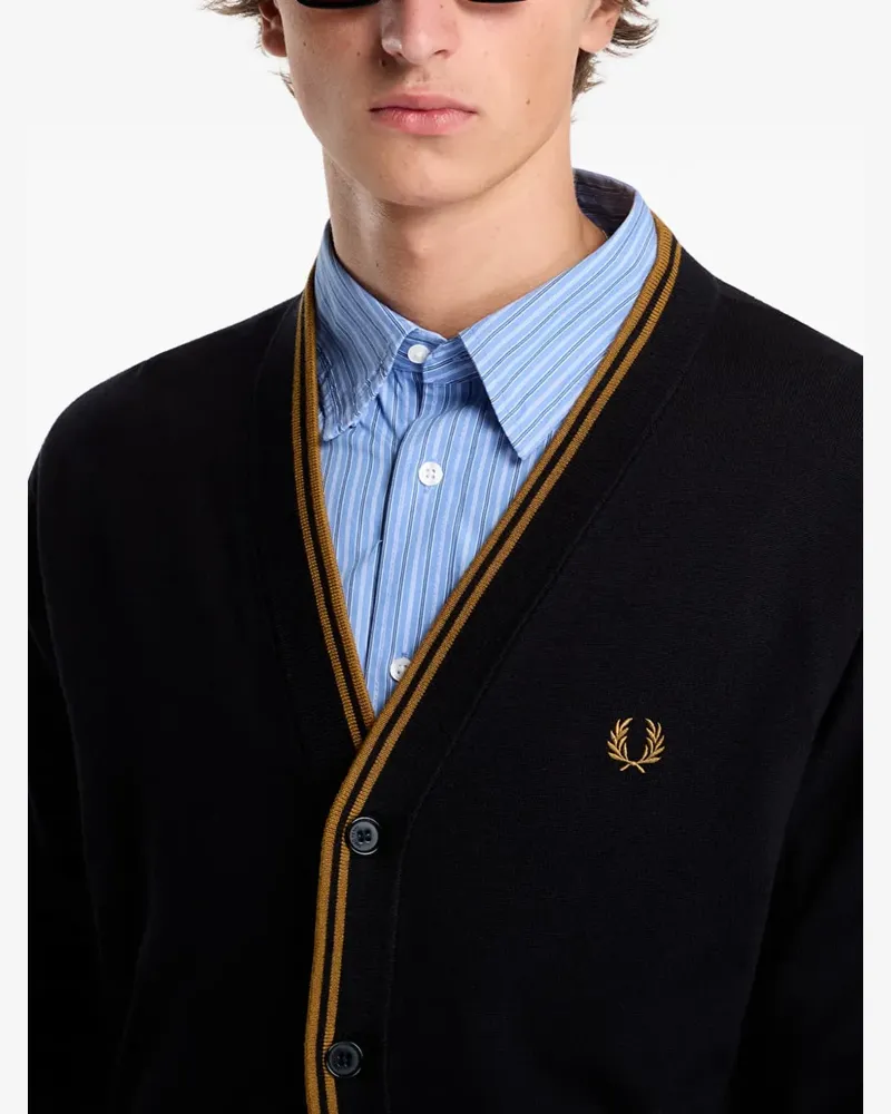 Fred Perry Cardigan mit Logo-Stickerei - Schwarz Schwarz