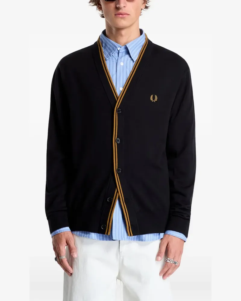 Fred Perry twin-tipped logo-embroidered cardigan - Schwarz Schwarz