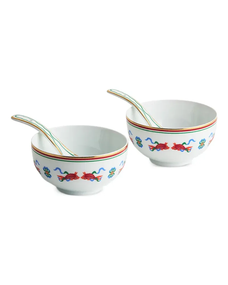 Shanghai Tang Golden Ripples Schalen-Set - Weiß Weiß