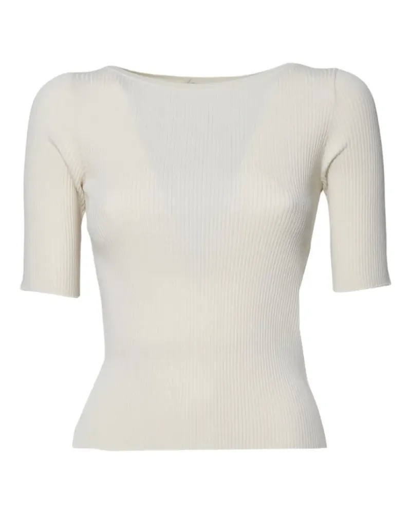 Max Mara T-Shirt aus geripptem Strick - Weiß Weiß