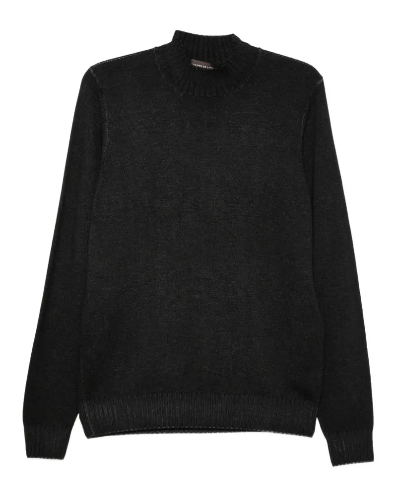 Filippo de Laurentiis Stehkragen-Pullover mit geripptem Saum - Schwarz Schwarz