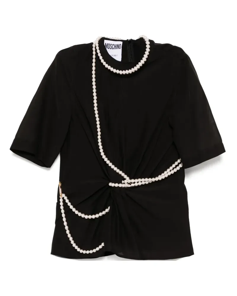 Moschino T-Shirt mit Perlen - Schwarz Schwarz