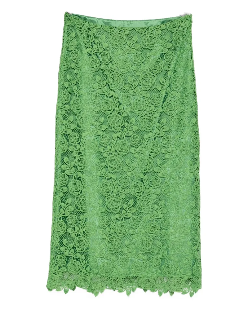 Anna Sui Spitzenrock mit Blumenmuster - Grün Grün