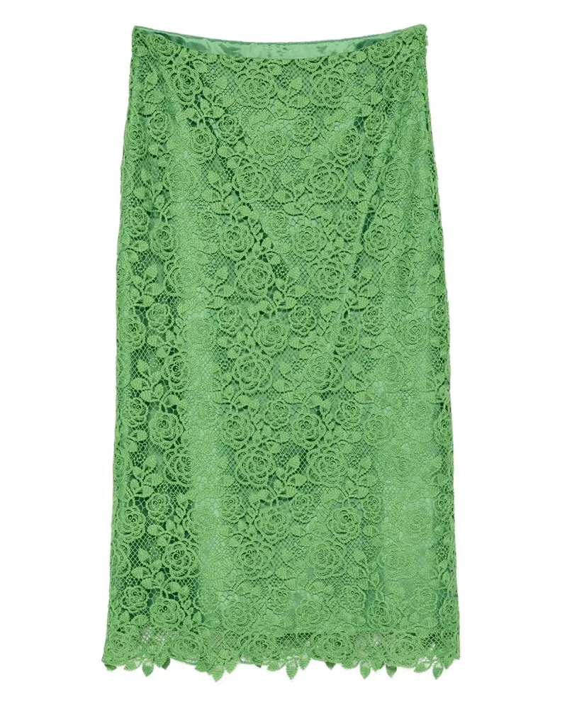 Anna Sui Spitzenrock mit Blumenmuster - Grün Grün