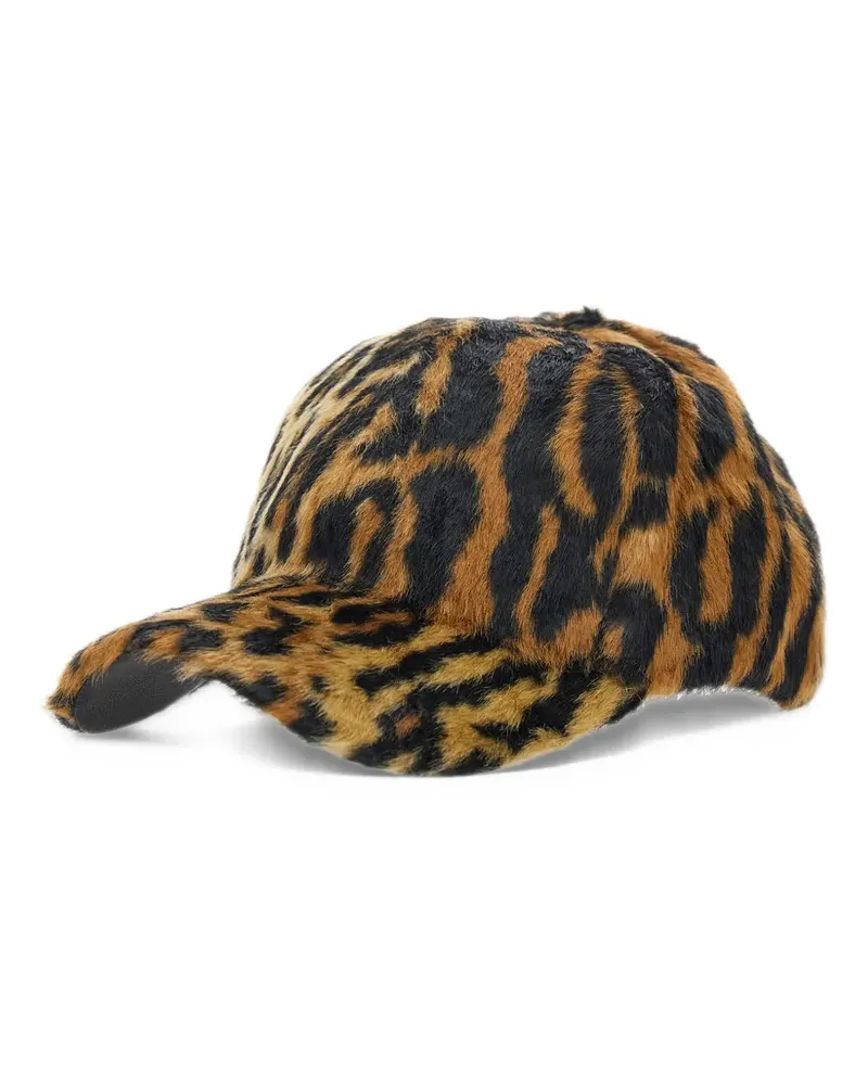 STAND Cyrene leopard-print faux-fur cap - Braun Braun
