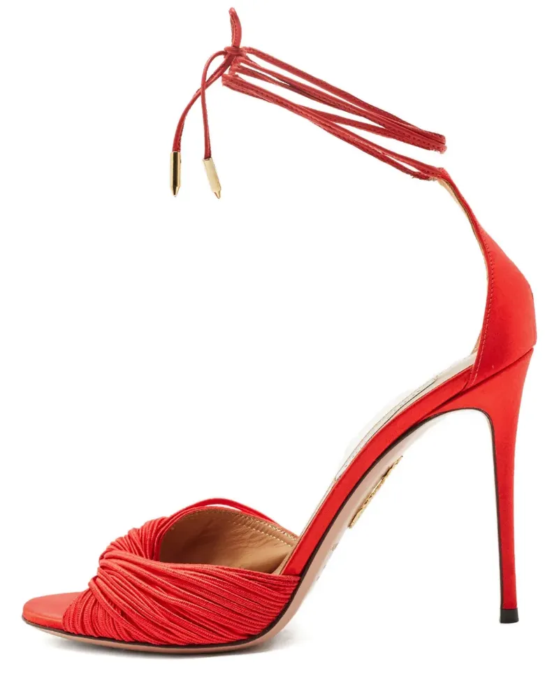 Aquazzura Sandalen aus Satin mit Falten 80mm - Rot Rot