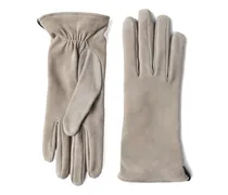 Lederhandschuhe mit gerafftem Detail - Nude