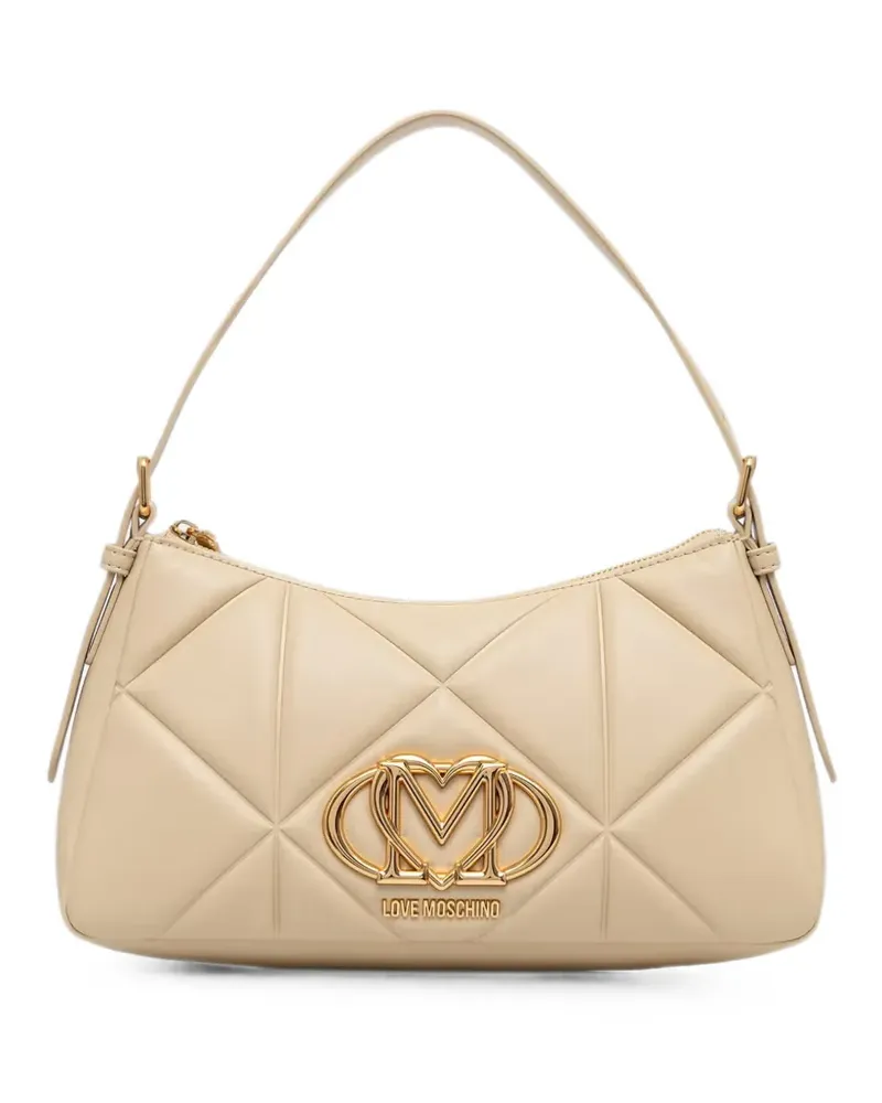 Moschino quilted logo-plaque shoulder bag - Nude Nude