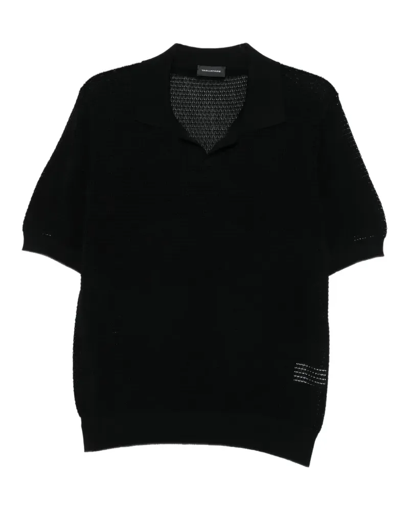 Tagliatore T-Shirt mit Poloshirtkragen - Schwarz Schwarz