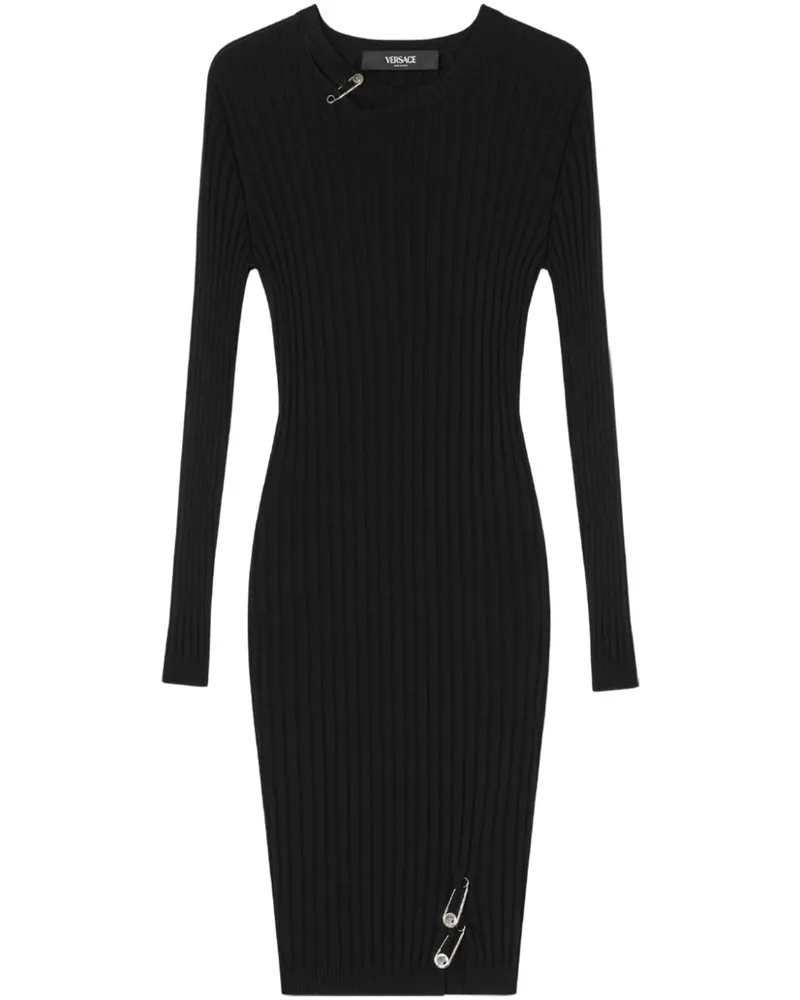 Versace Safety Pin Minikleid aus Rippstrick - Schwarz Schwarz