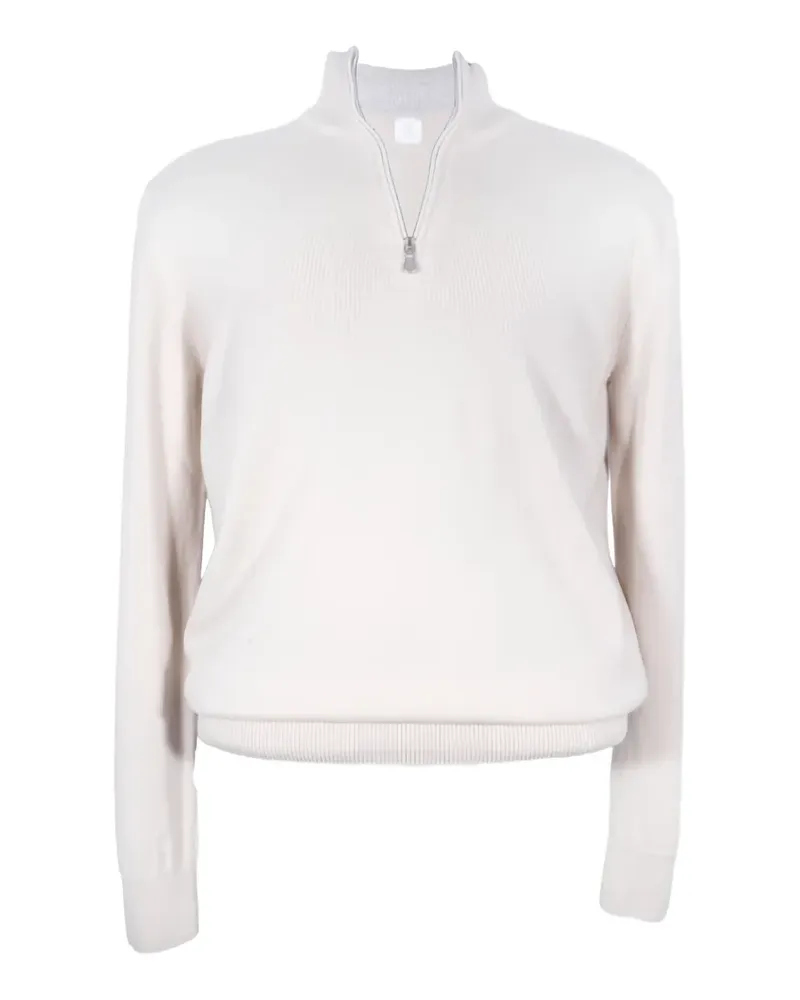 Eleventy quarter-zip ribbed-trim sweater - Blau Blau
