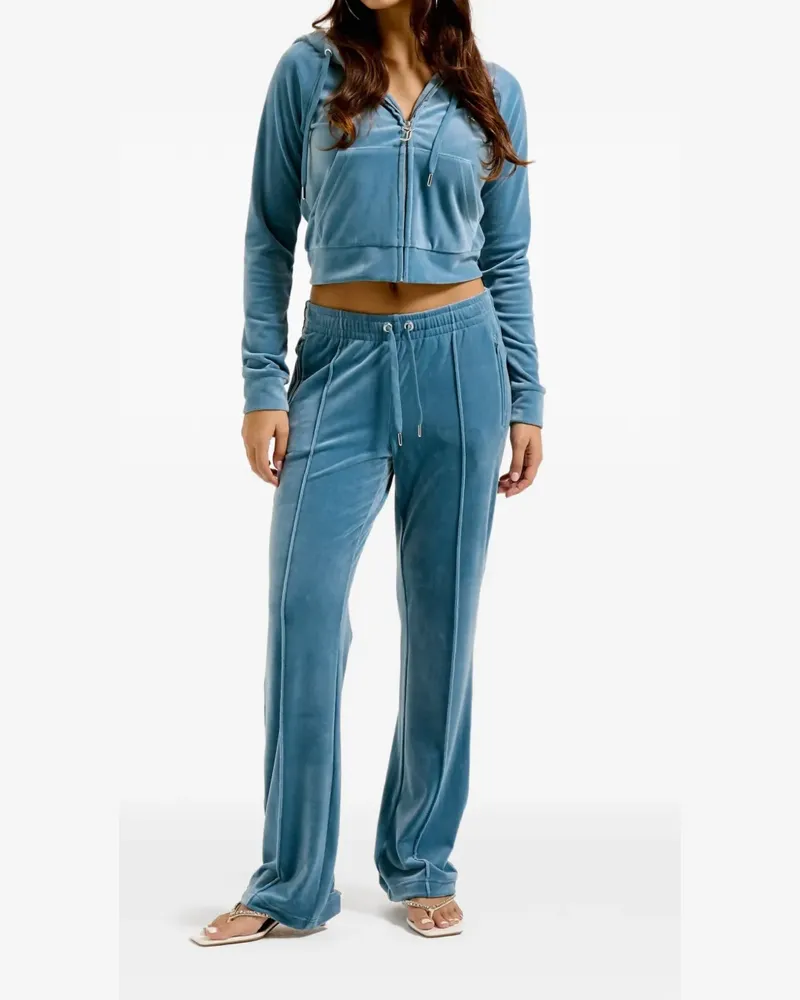 Juicy Couture Diamanté Hoodie aus Velours - Blau Blau