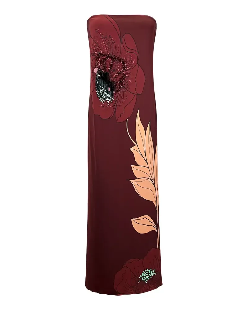 Johanna Ortiz Schulterfreies Petals Maxikleid - Rot Rot