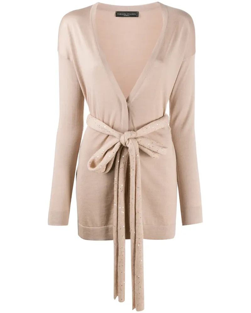 Fabiana Filippi Cardigan mit Bindegürtel - Nude Nude