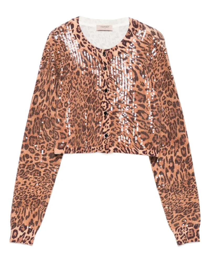 Twin-Set leopard-print sequin cardigan - Braun Braun