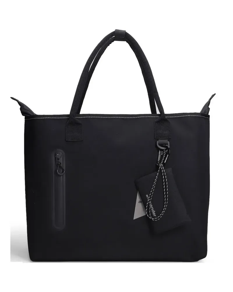 and wander contrast-stitch pouch-detail tote bag - Schwarz Schwarz