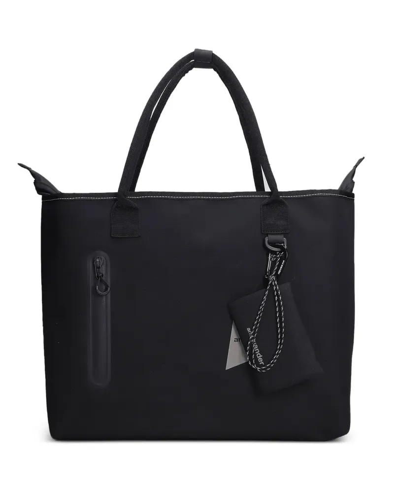 and wander contrast-stitch pouch-detail tote bag - Schwarz Schwarz