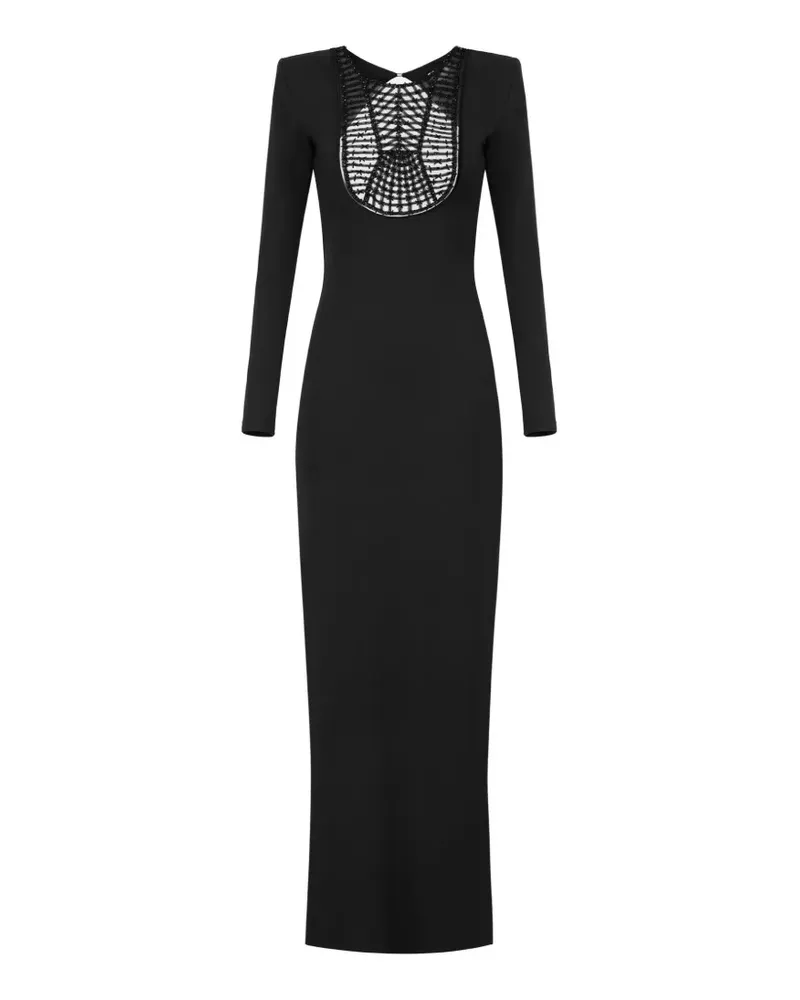 Elisabetta Franchi geometric-bib embellished maxi dress - Schwarz Schwarz