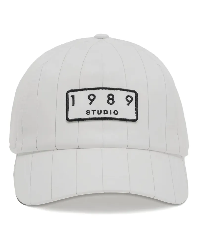 1989 STUDIO Gestreifte Baseballkappe mit Logo-Patch - Weiß Weiß