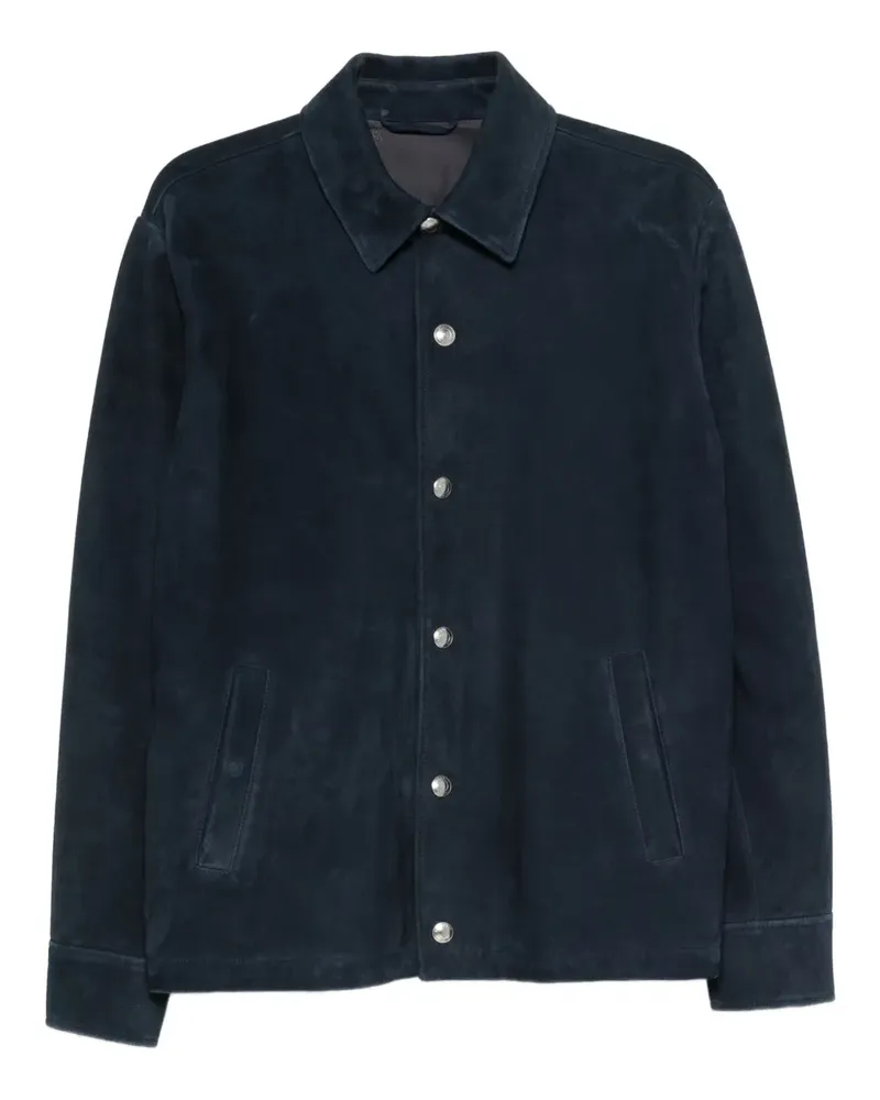 Eleventy Hemdjacke aus Wildleder - Blau Blau