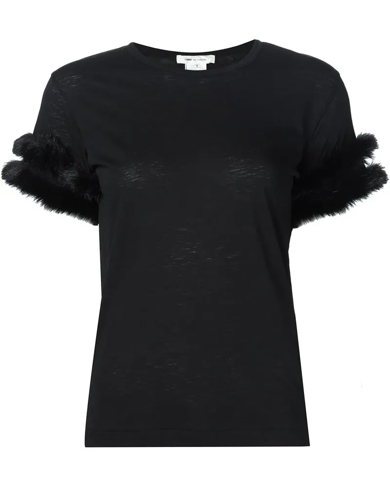 Comme des Garçons T-Shirt mit Pelz-Details - Schwarz Schwarz