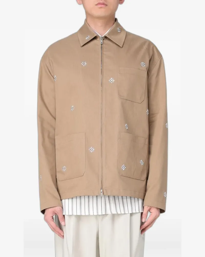 Golden Goose stud-embellished shirt jacket - Braun Braun