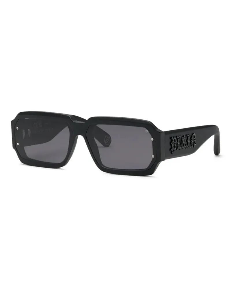 Philipp Plein Sonnenbrille mit Logo-Prägung - Schwarz Schwarz