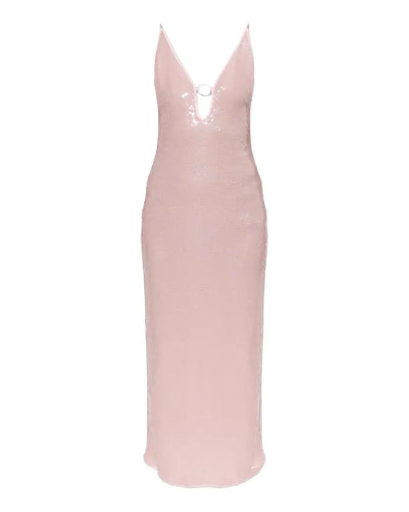Oséree Pailletten-Maxikleid mit Ringdetail - Rosa Rosa