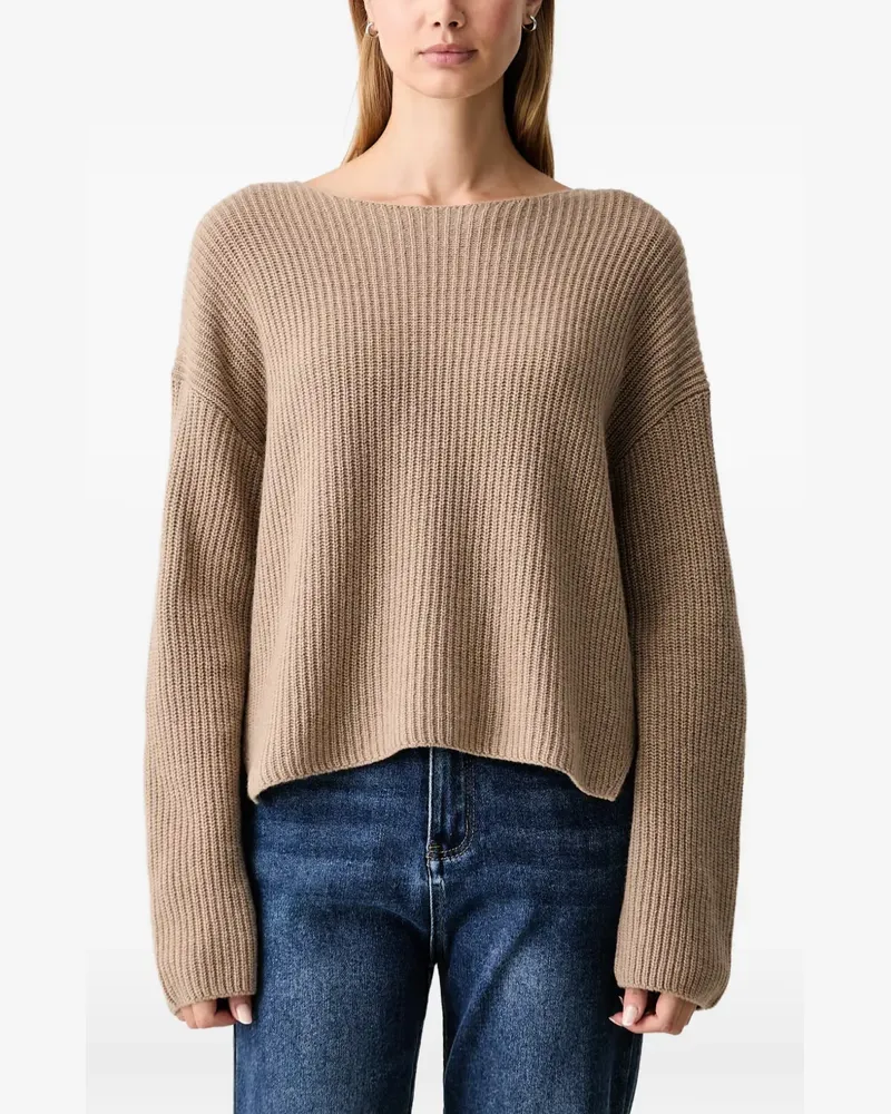 Marc O'Polo Gerippter Pullover mit U-Boot-Ausschnitt - Nude Nude