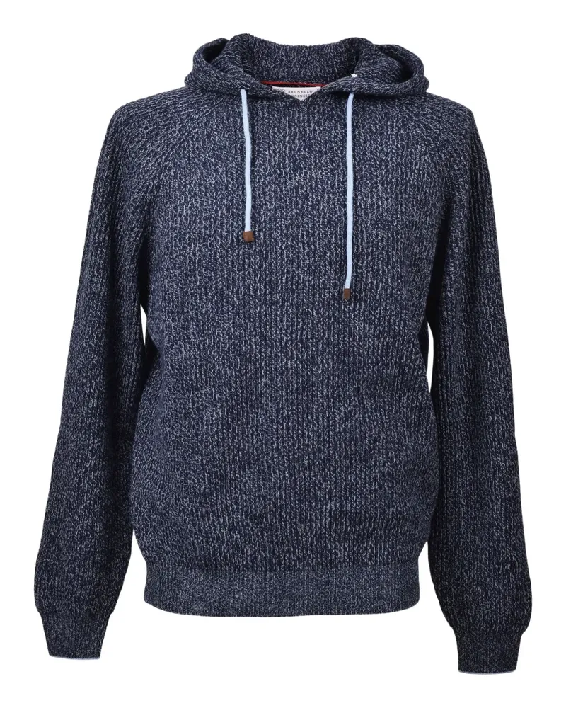 Brunello Cucinelli Melierter Strick-Hoodie - Blau Blau